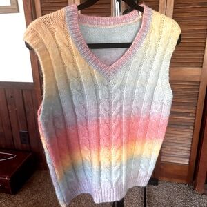Unsized unbranded rainbow sweater vest fits like a medium